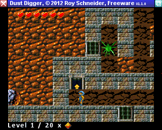 Dust Digger (Amiga) screenshot: Reached the exit