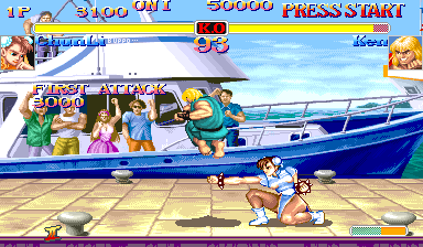 Hyper Street Fighter II: The Anniversary Edition (Arcade) screenshot: Jump.