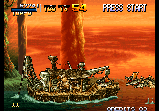 Metal Slug 3 (Arcade) screenshot: Lovely sunset.