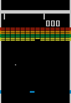 Breakout (Arcade) screenshot: Use the paddle to break the blocks with the ball.