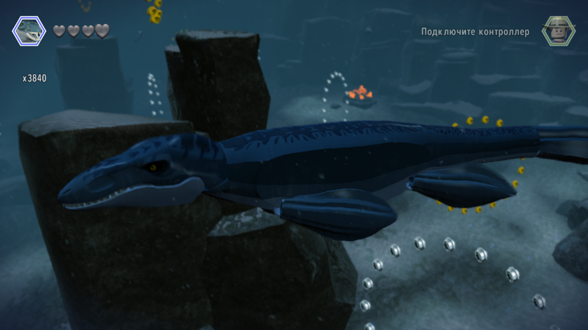 LEGO Jurassic World (PlayStation 3) screenshot: You can control a giant Mosasaurus in one area