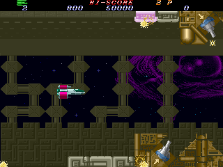 Hellfire (Arcade) screenshot: Guns to destroy.