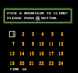 Ice Climber (Arcade) screenshot: The players can select a starting mountain