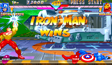 Marvel Super Heroes (Arcade) screenshot: Iron man Wins.