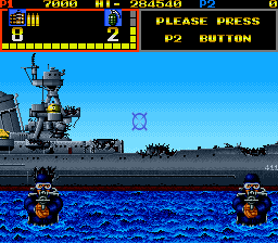 Mechanized Attack (Arcade) screenshot: Huge ship.