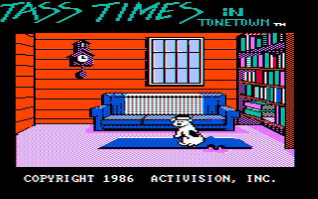 Tass Times in Tonetown (PC Booter) screenshot: Title screen (composite monitor)
