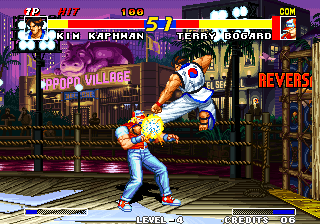 Real Bout Fatal Fury (Arcade) screenshot: Flying kick.