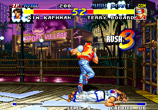 Real Bout Fatal Fury (Arcade) screenshot: Knocked down.