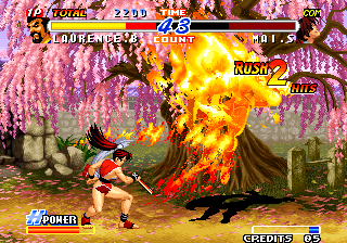 Real Bout Fatal Fury 2: The Newcomers (Arcade) screenshot: Burst into flames.