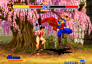 Real Bout Fatal Fury 2: The Newcomers (Arcade) screenshot: Jump.