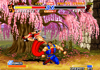 Real Bout Fatal Fury 2: The Newcomers (Arcade) screenshot: A quick flick of the cape.