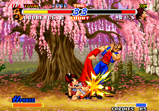 Real Bout Fatal Fury 2: The Newcomers (Arcade) screenshot: Sliding kick.