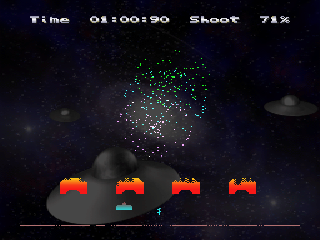 The Invaders: Space Invaders 1500 (PlayStation) screenshot: Clearing a level (time attack)