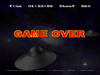 The Invaders: Space Invaders 1500 (PlayStation) screenshot: Game over (time attack)