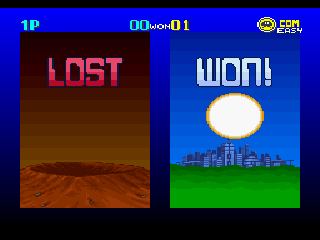 The Invaders: Space Invaders 1500 (PlayStation) screenshot: Oh no, I lost (versus mode)