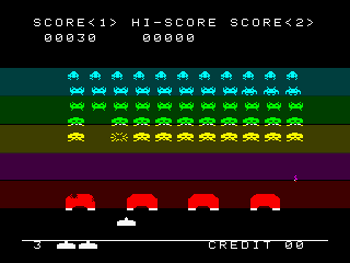 The Invaders: Space Invaders 1500 (PlayStation) screenshot: Black & white with cellophane