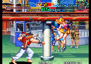 Savage Reign (Arcade) screenshot: Punch her back.