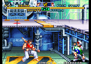 Savage Reign (Arcade) screenshot: Sizing each other up.