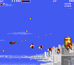 Air Buster (Arcade) screenshot: Tank with power-ups