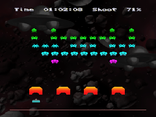 The Invaders: Space Invaders 1500 (PlayStation) screenshot: Second level (time attack)