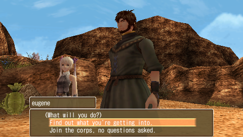 White Knight Chronicles: Origins (PSP) screenshot: Whether you want it or not, you're a mercenary now!
