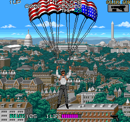 Sly Spy: Secret Agent (Arcade) screenshot: Made it safely.