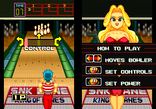 League Bowling (Arcade) screenshot: Lining up the shot.