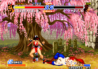 Real Bout Fatal Fury 2: The Newcomers (Arcade) screenshot: Knocked down.