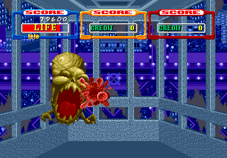 Laser Ghost (Arcade) screenshot: Taking the lift.