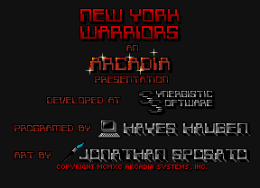 NY Warriors (Amiga) screenshot: Title screen.