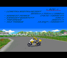 GP-1 Part II (SNES) screenshot: Introducing some bikes.