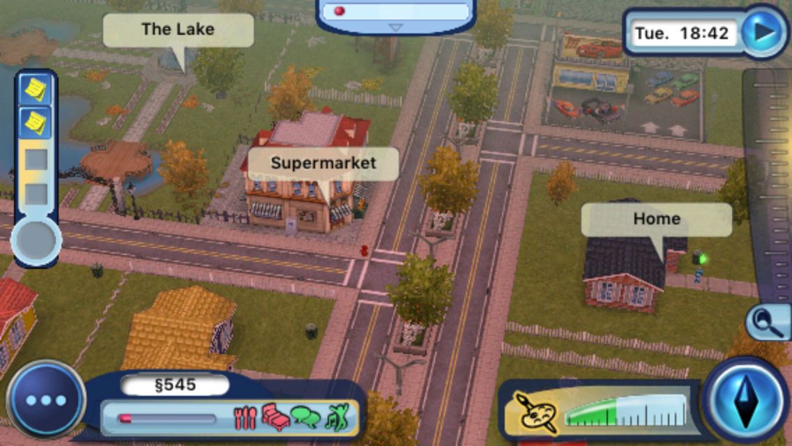 The Sims 3: Ambitions (iPhone) screenshot: The town