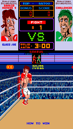 Punch-Out!! (Arcade) screenshot: Introducing Glass Joe