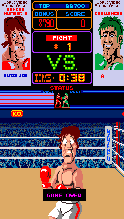 Punch-Out!! (Arcade) screenshot: Game over