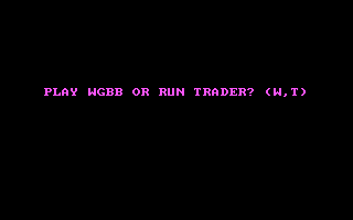 The World's Greatest Baseball Game (PC Booter) screenshot: Select Game or Run Trader (Enhanced Edition only / CGA)