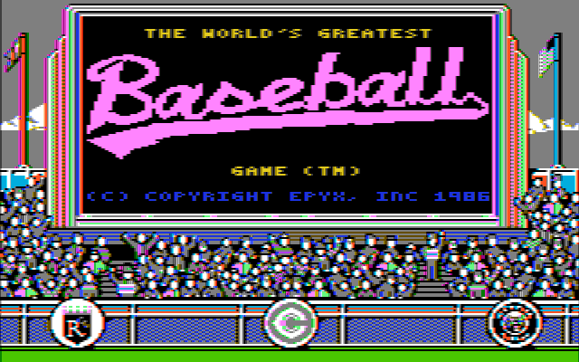 The World's Greatest Baseball Game (PC Booter) screenshot: Title screen on Enhanced Edition (CGA Composite)