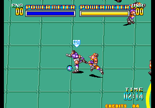 Soccer Brawl (Arcade) screenshot: On the attack.
