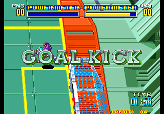 Soccer Brawl (Arcade) screenshot: Goal Kick.