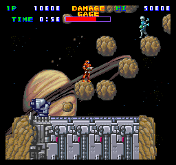 Soldier of Light (Arcade) screenshot: Platform action.