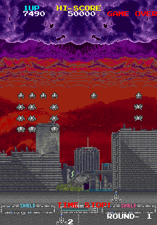 Space Invaders '91 (Arcade) screenshot: Keep blasting.