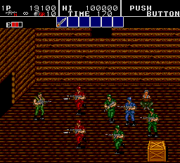 Bloody Wolf (Arcade) screenshot: A hostage to rescue.
