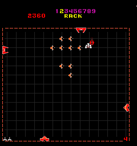 Solar Fox (Arcade) screenshot: Near miss.