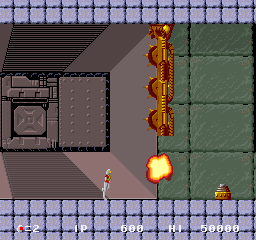 Chelnov: Atomic Runner (Arcade) screenshot: Blast the blockage.