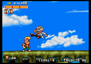 Spinmaster (Arcade) screenshot: Flying kick.