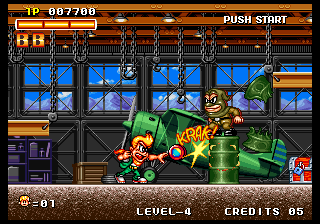 Spinmaster (Arcade) screenshot: Remove his barrel.