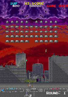 Space Invaders '91 (Arcade) screenshot: Blast the invaders.