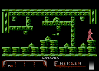 Agonia (Atari 8-bit) screenshot: Flashlight - needed to see on the lower levels of the base