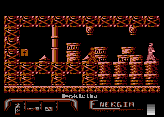 Agonia (Atari 8-bit) screenshot: Floppy disk required to access main computer