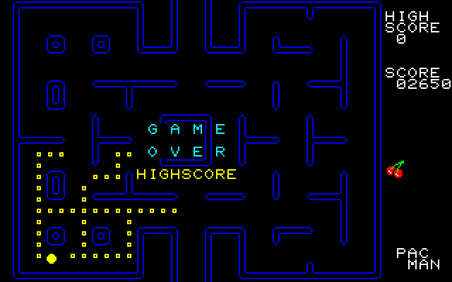 Pac-Man (PC-88) screenshot: Game over