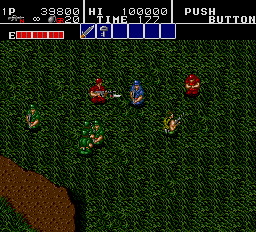 Bloody Wolf (Arcade) screenshot: Fighting in long grass.